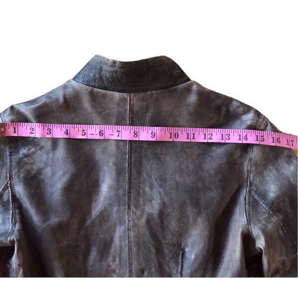 Blur Leather Aviator Jacket Khaki Green Cargo Pocket Bikercore - Picture 15 of 16